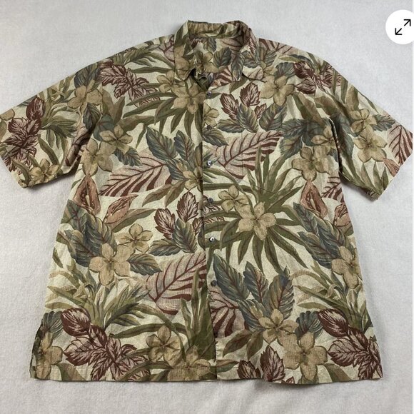Tori Richard Men’s Hawaiian Shirt M | Brown Floral Button Up | USA Made Cotton - Picture 1 of 5